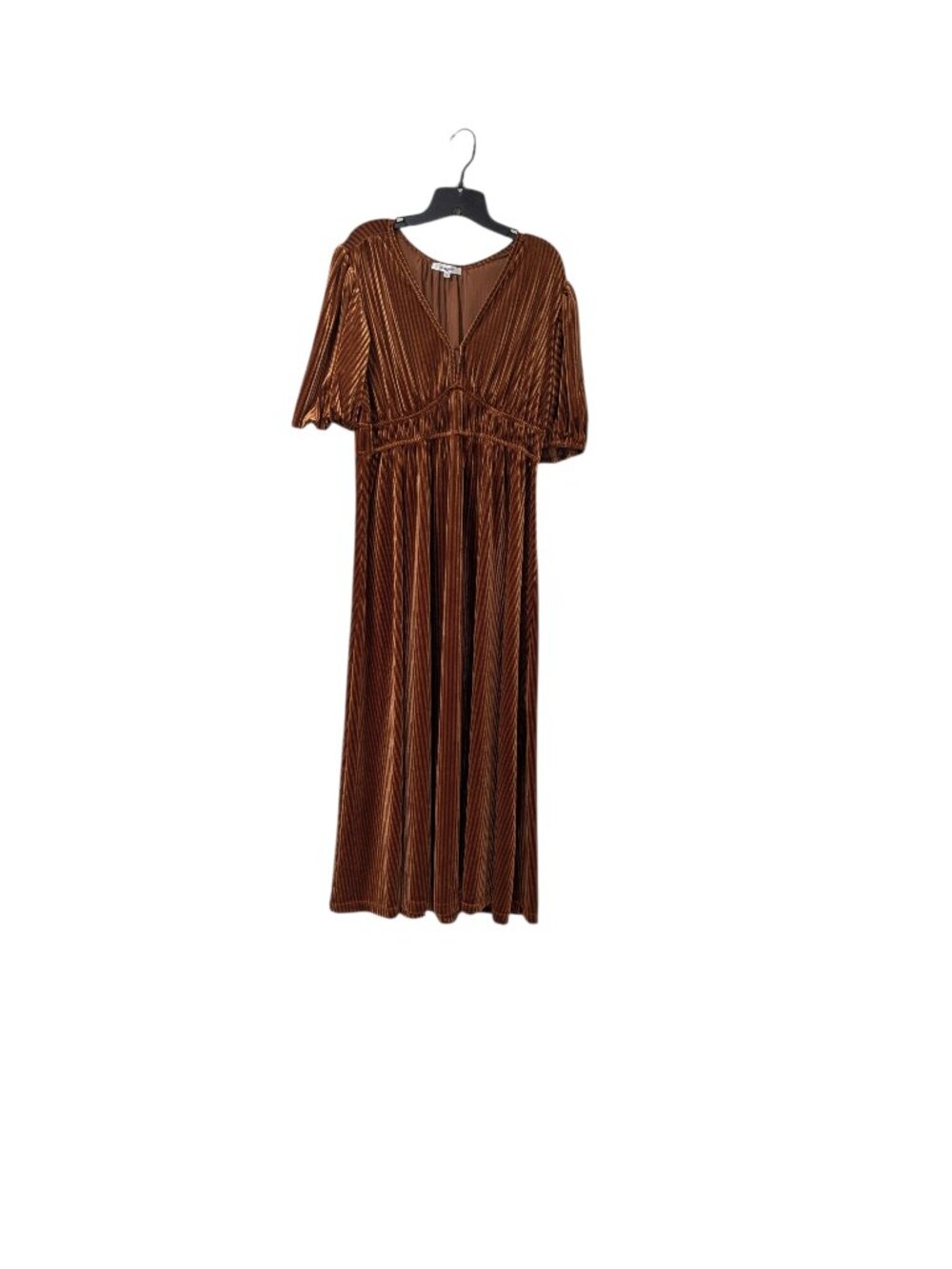 Sissyaki Caramel Velvet Formal Balloon Sleeve Maxi Dress Elegant Classy Sz XL